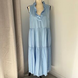 Crown & Ivy Baby Blue Ruffled Maxi Dress Size M